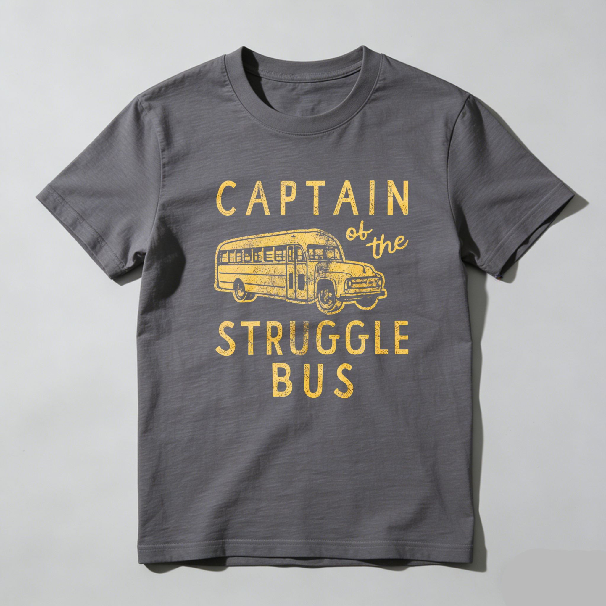 Mens Captain of The Struggle Bus T Shirt Funny Sarcastic School Bus Graphic Novelty Tee for Guys Mens Funny T Shirts Cool Vintage Fashion T-Shirt Gift Classic Menswear