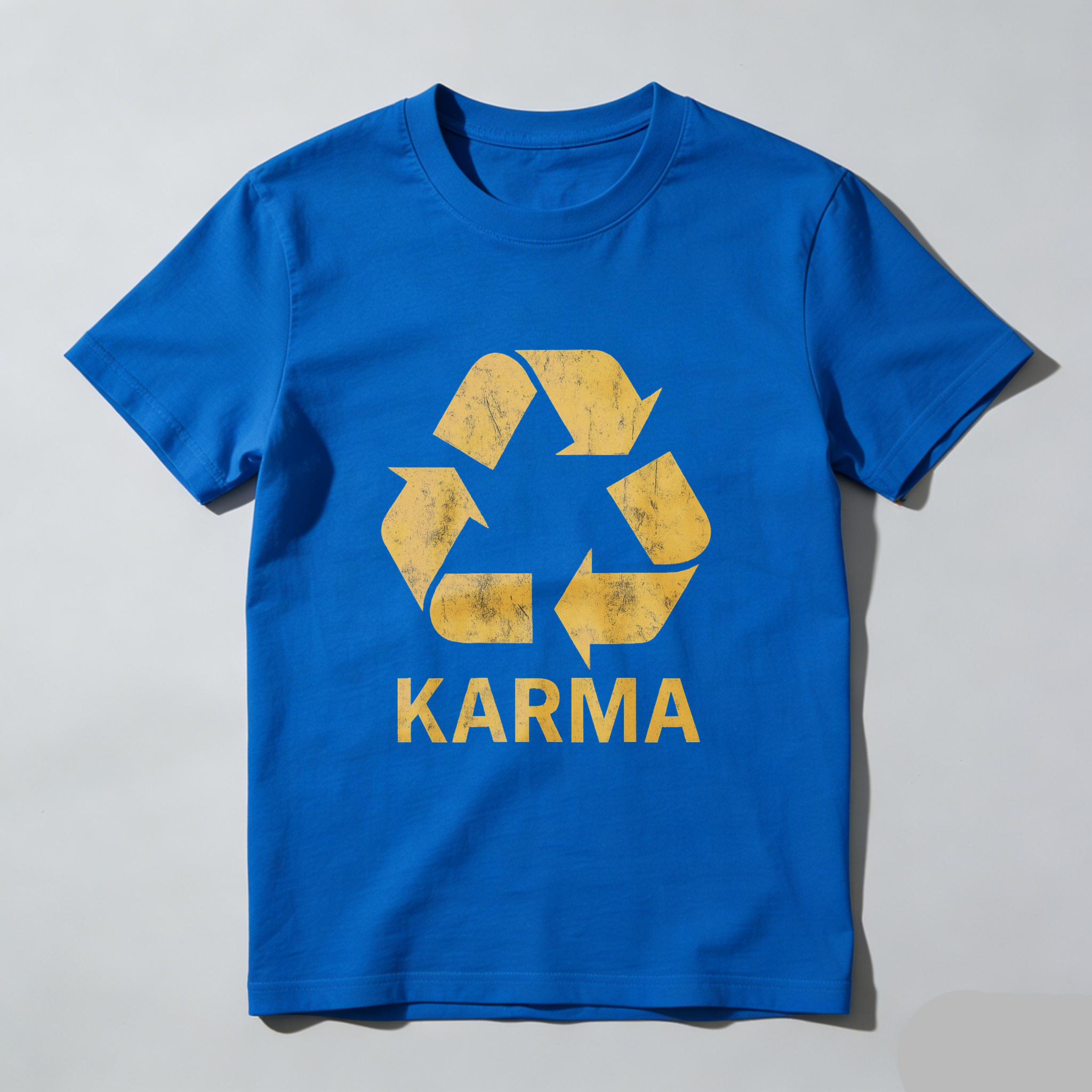 Karma Recycling Symbol T-Shirt Black Gold Print Eco Friendly Design