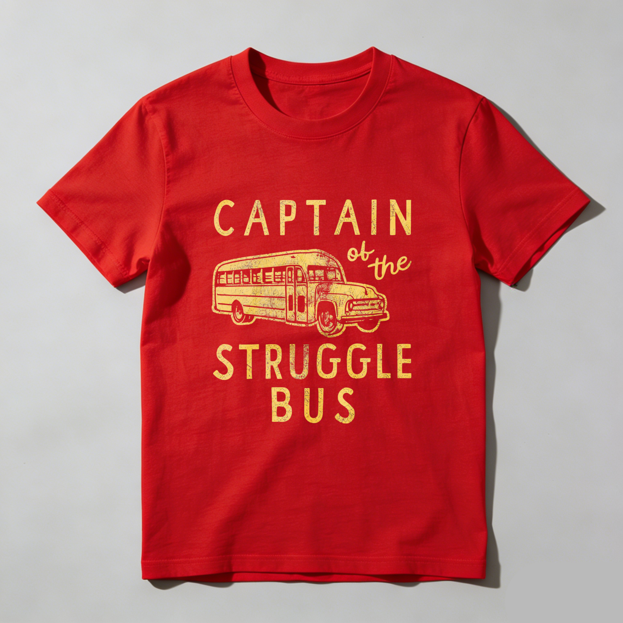 Mens Captain of The Struggle Bus T Shirt Funny Sarcastic School Bus Graphic Novelty Tee for Guys Mens Funny T Shirts Cool Vintage Fashion T-Shirt Gift Classic Menswear