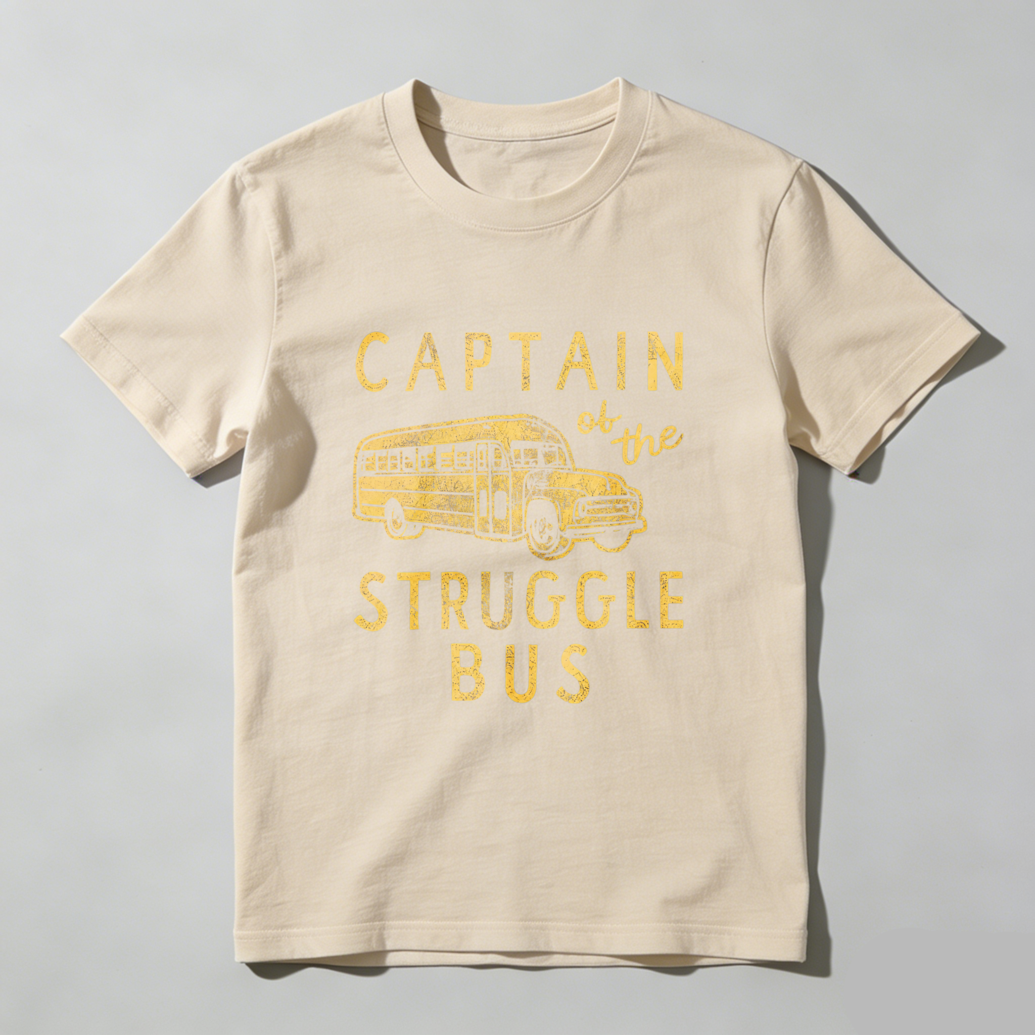 Mens Captain of The Struggle Bus T Shirt Funny Sarcastic School Bus Graphic Novelty Tee for Guys Mens Funny T Shirts Cool Vintage Fashion T-Shirt Gift Classic Menswear