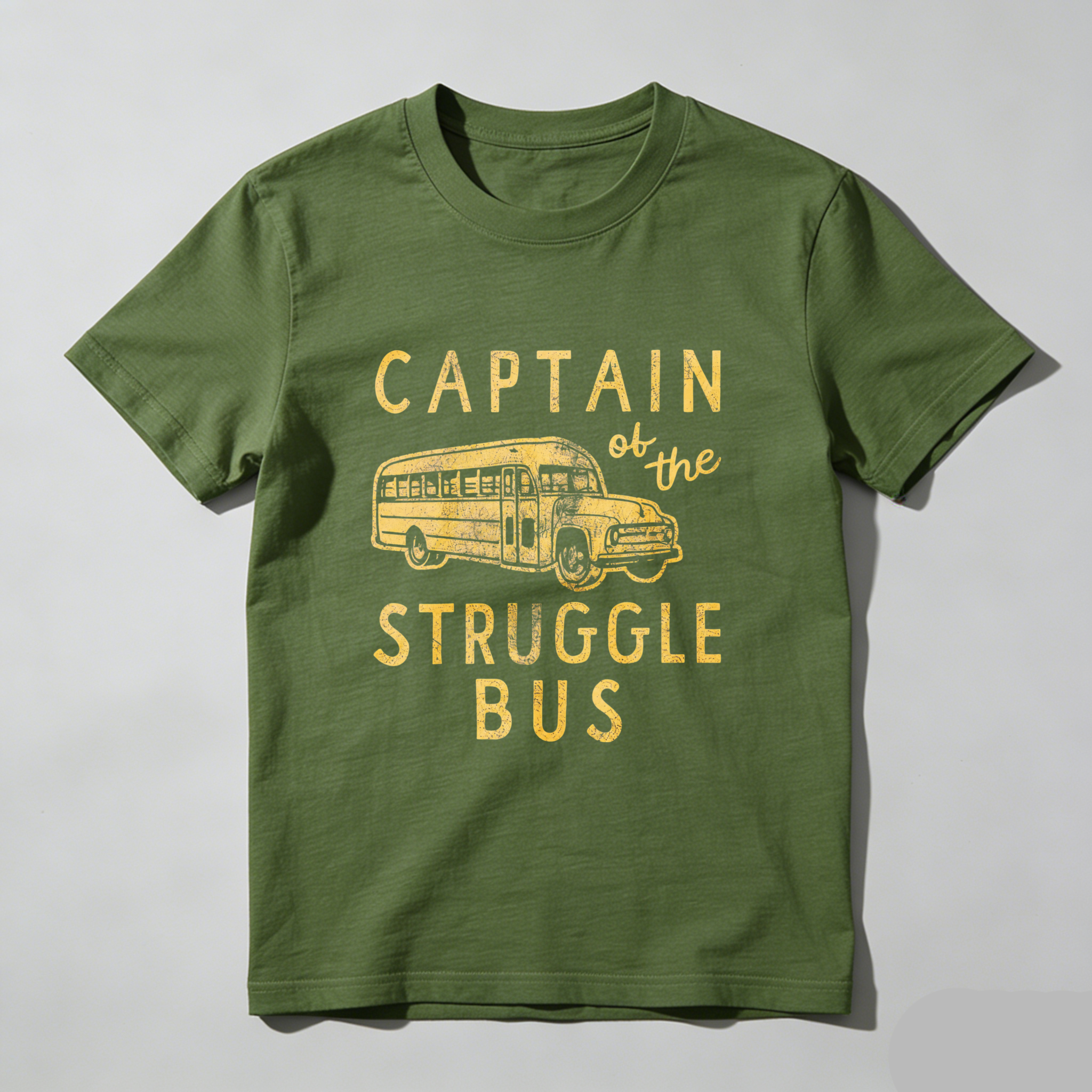 Mens Captain of The Struggle Bus T Shirt Funny Sarcastic School Bus Graphic Novelty Tee for Guys Mens Funny T Shirts Cool Vintage Fashion T-Shirt Gift Classic Menswear