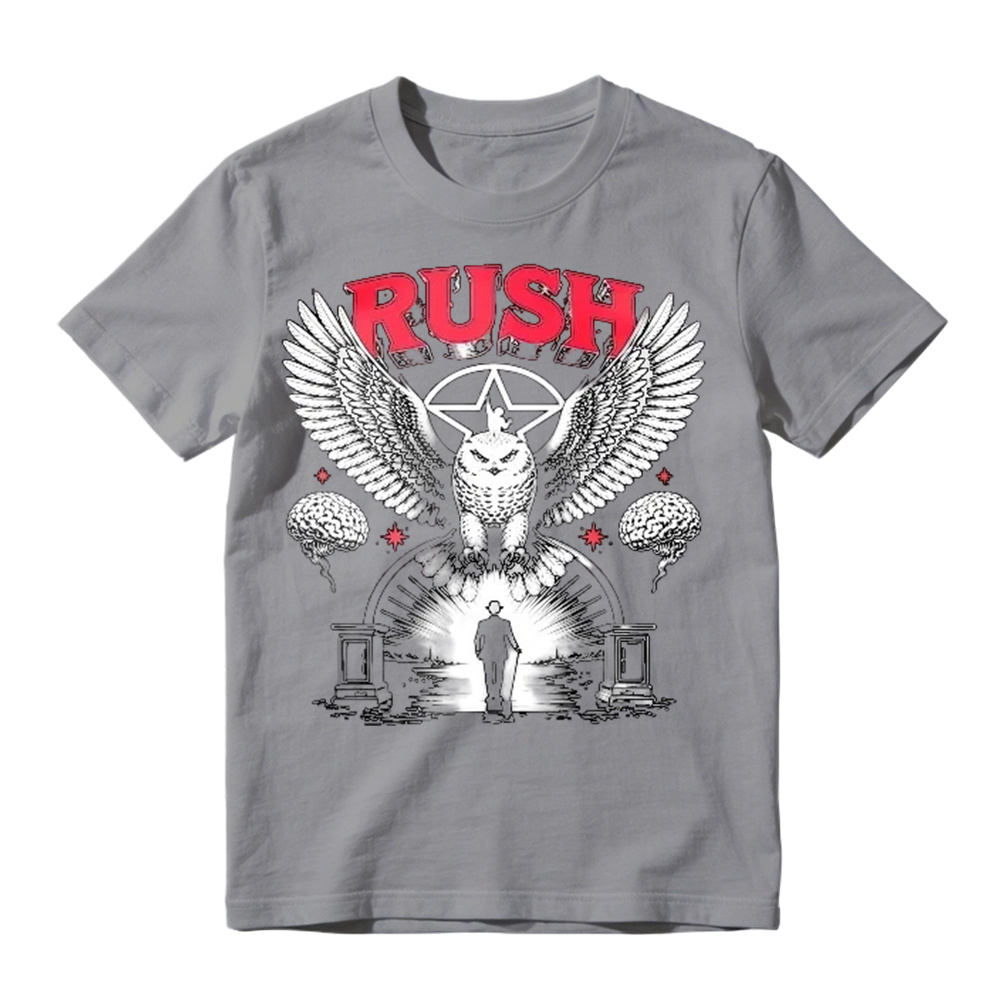 Rush Band Vintage Rock Owl Wings Pentagram Silhouette Unisex Classic T-shirt