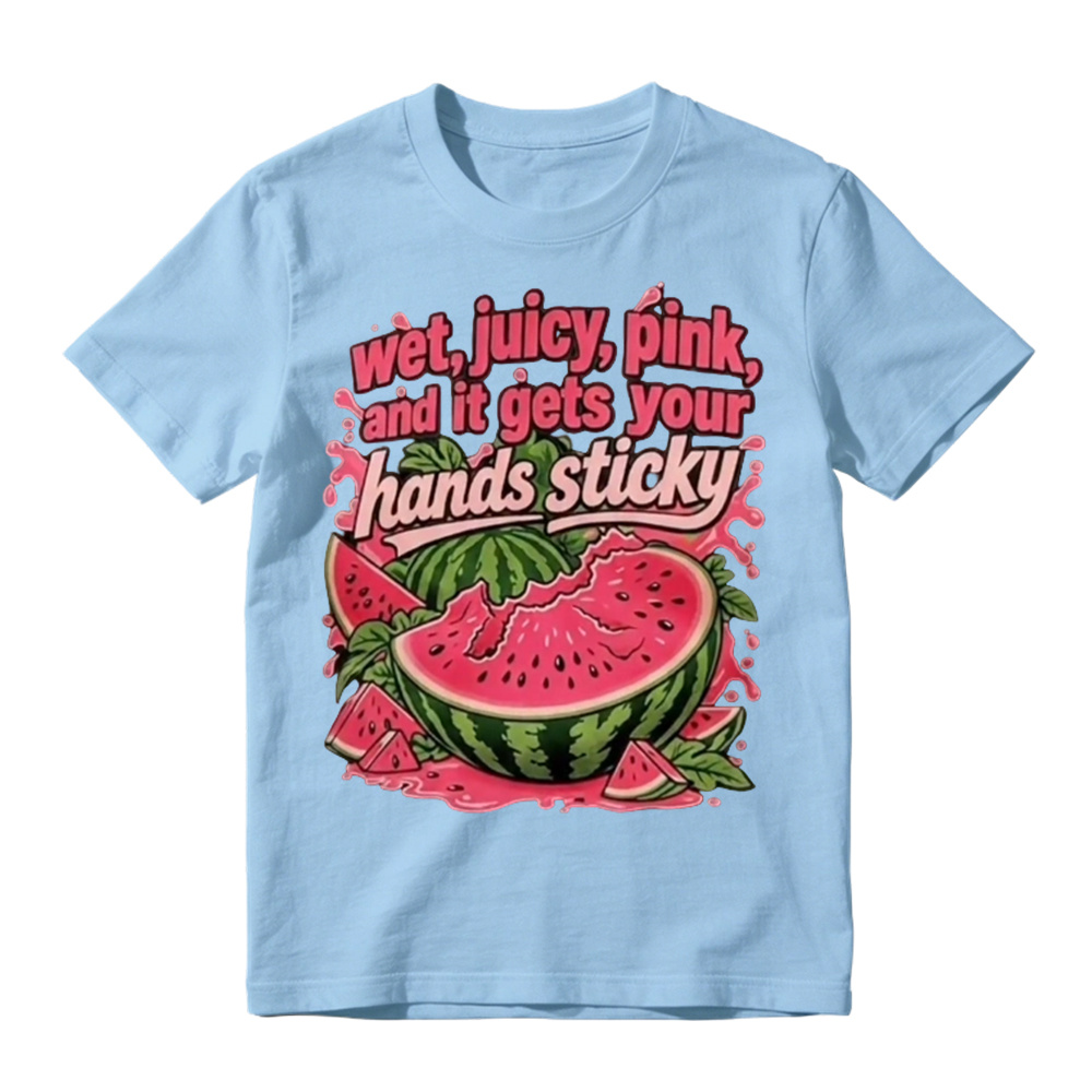 “Wet, Juicy, Pink, and It Gets Your Hands Sticky” Watermelon T-Shirt