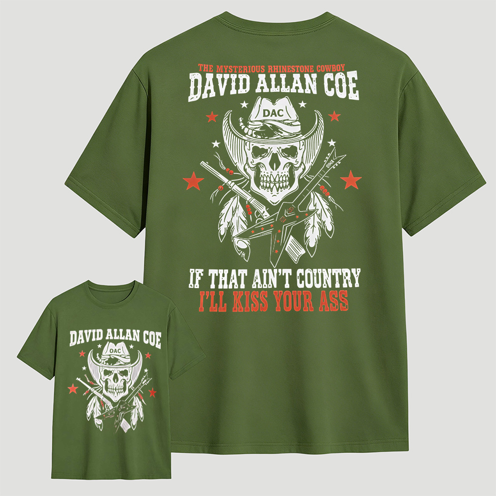 Rhinestone Cowboy Skull Guitar Graphic T-Shirt, Vintage Country Music Western Back Print Tee For Men