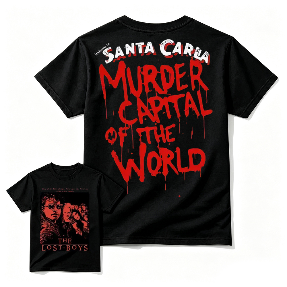 The Lost Boys Santa Carla Murder Capital 1987 Horror Movie Graphic T-Shirt