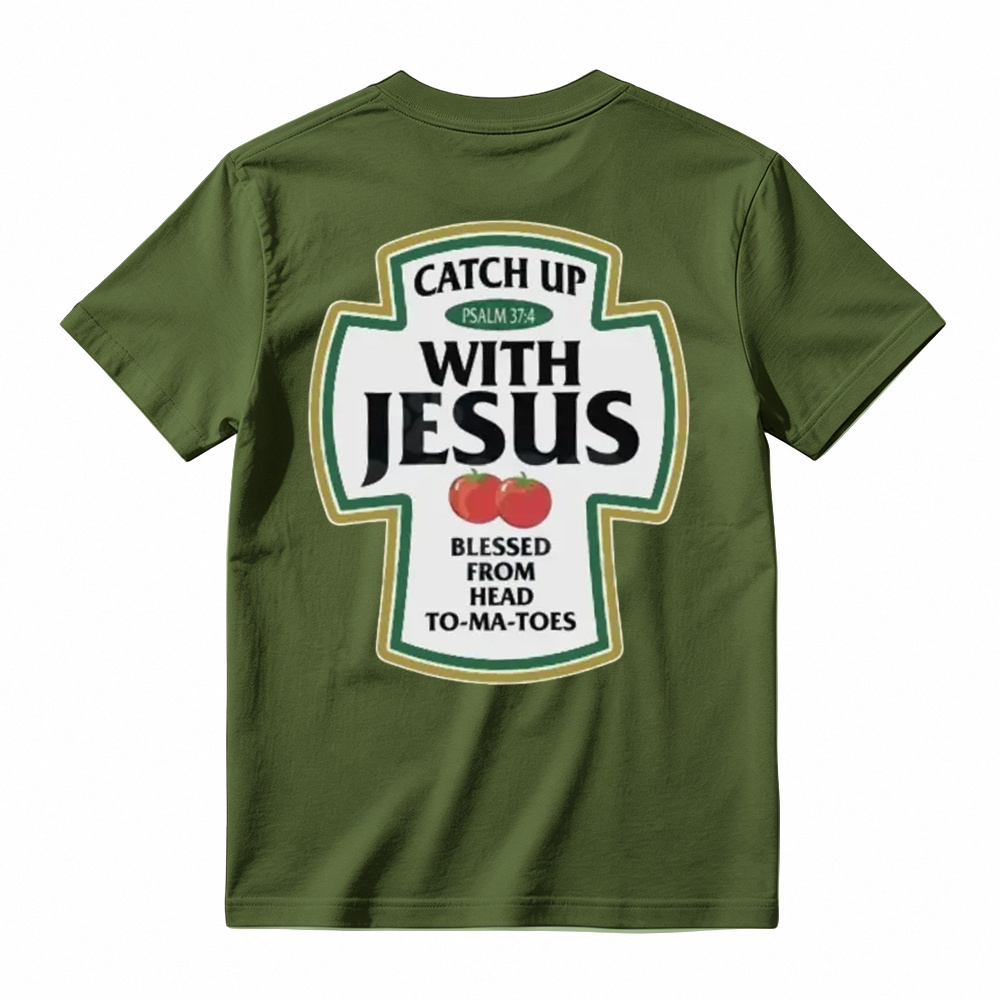 Catch Up With Jesus Christian T-Shirt Funny Tomato Parody T-Shirt