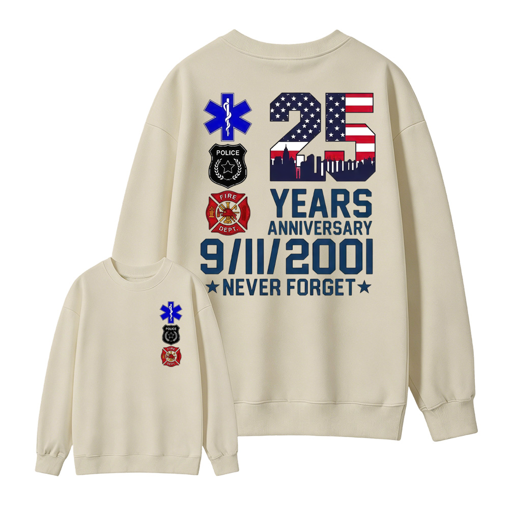 Unisex 9/11 25th Anniversary Memorial T-Shirt - Never Forget Graphic  Sweatshirt