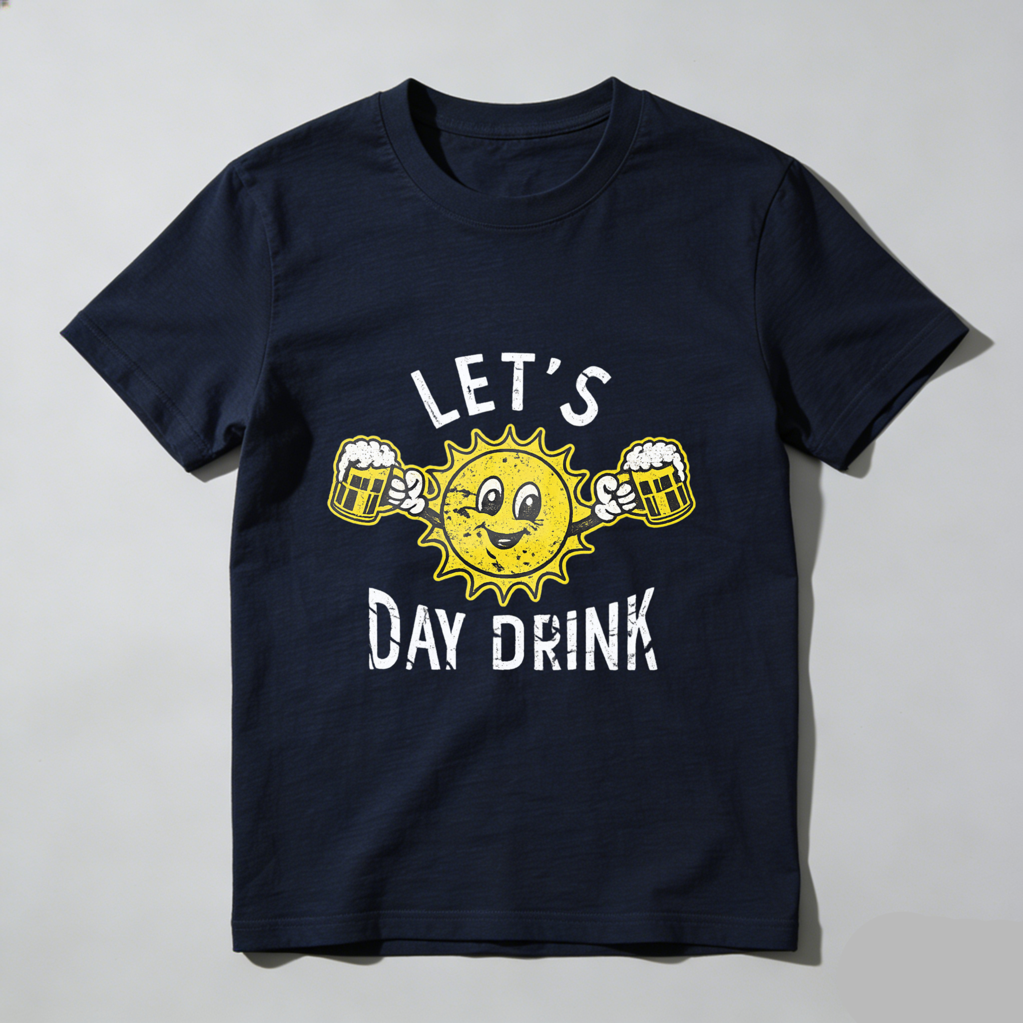 Mens Lets Day Drink T Shirt Funny Drunken Sunny Booze Drinking Tee for Guys Mens Funny T Shirts Cool Vintage Fashion T-Shirt Gift Classic Menswear