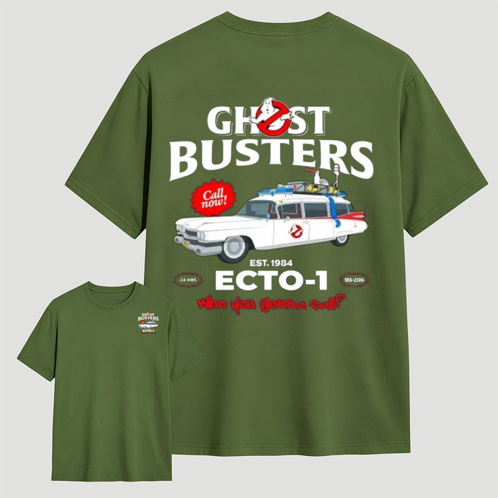 Ghostbusters ECTO-1 Car Print Black T-Shirt