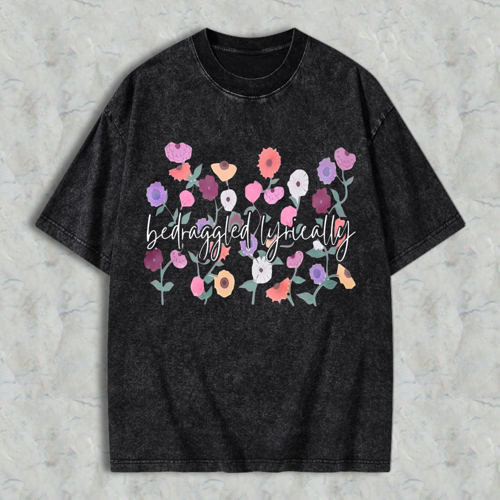 Colorful Wildflower Garden Floral Bouquet Print Unisex Washed T-shirt