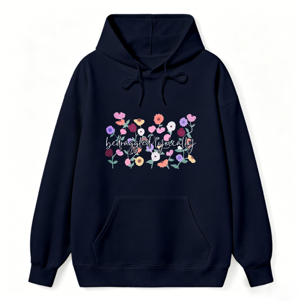 Befuddled Lyrically Floral Pattern Hoodie
