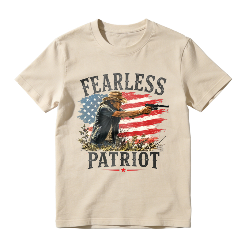 Fearless Patriot Graphic Tee Men’s American Flag Cowboy T-Shirt