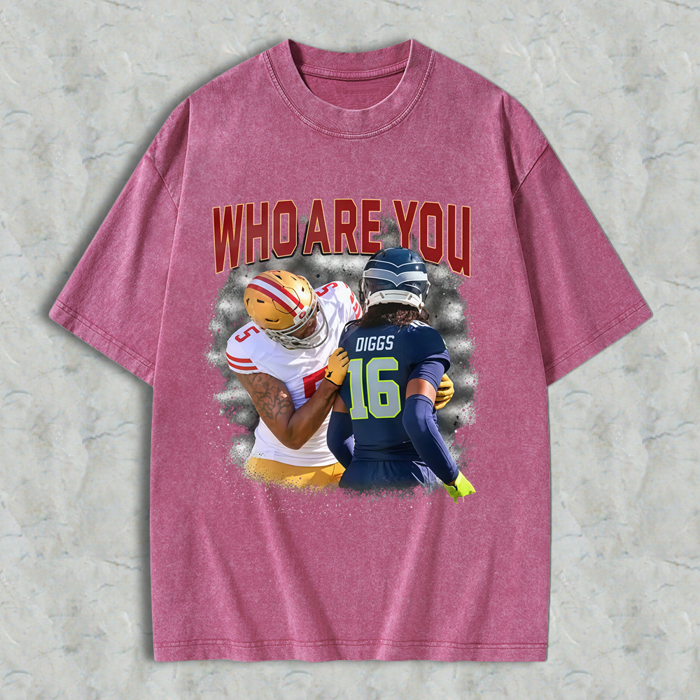 Who Are You Number 16 Football Player Graphic Washed T-shirt