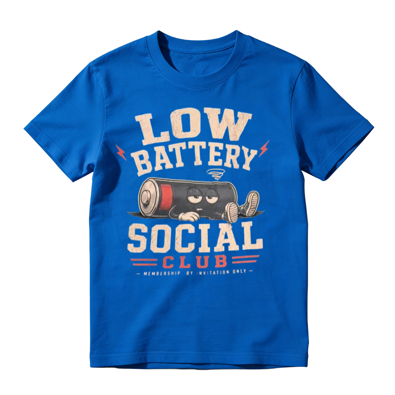 Low Battery Social Club Funny Graphic T-Shirt