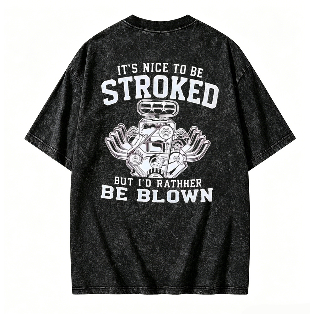 Funny Car Engine Stroker Blown Motor Graphic Washed T-shirt