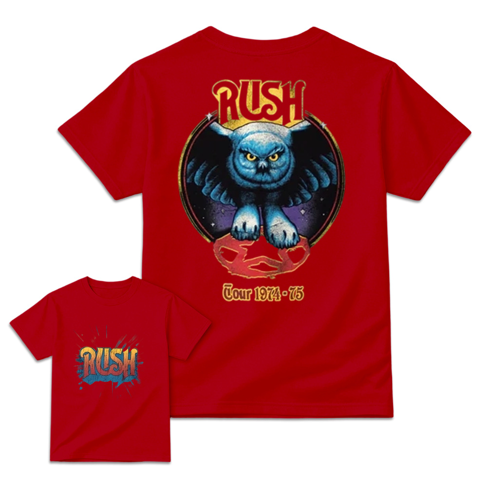 Classic Rock Tour 1974-75 Owl T-Shirt - Vintage Retro Double Sided Concert Graphic Tee