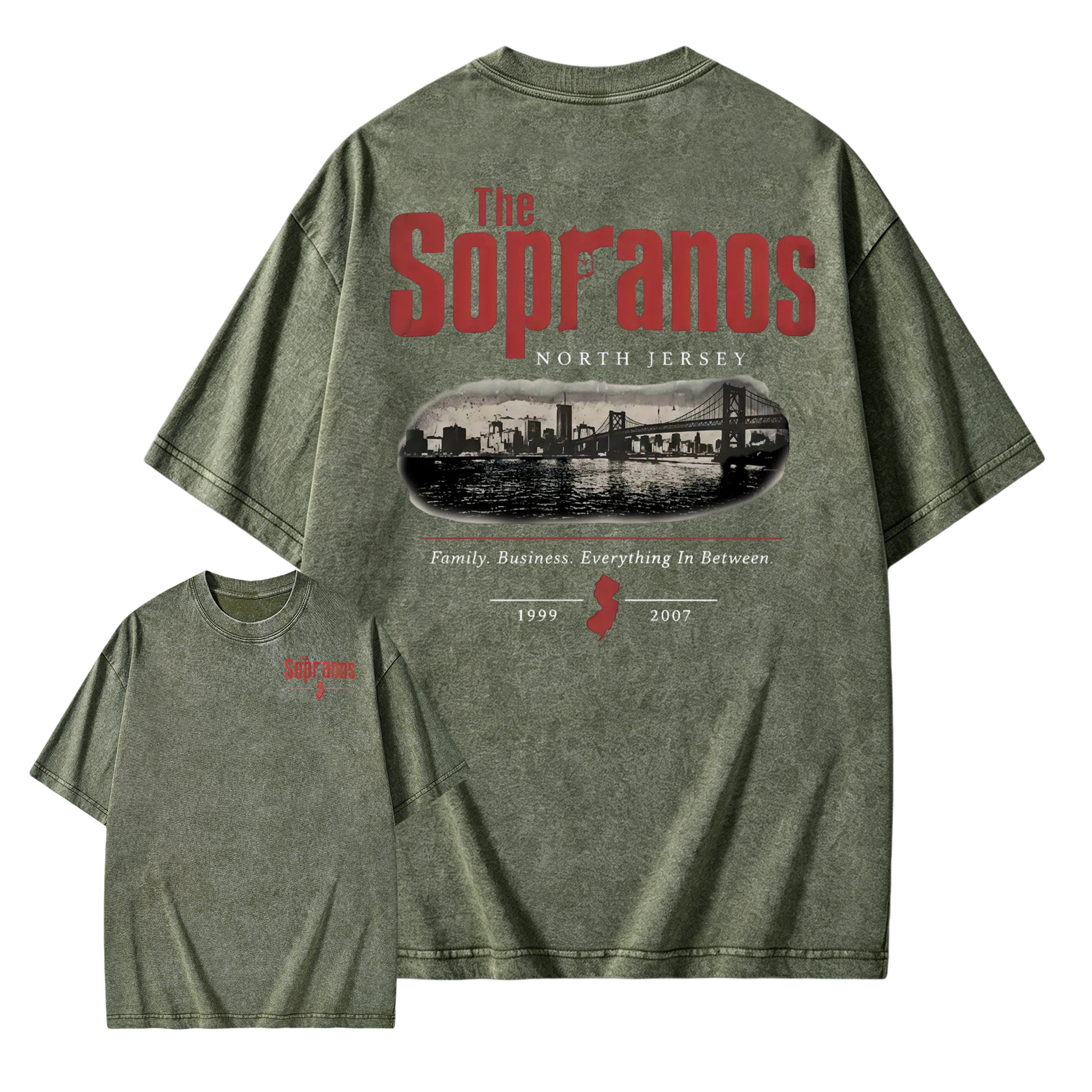 The Sopranos New Jersey Skyline Aesthetic Washed T-shirt 