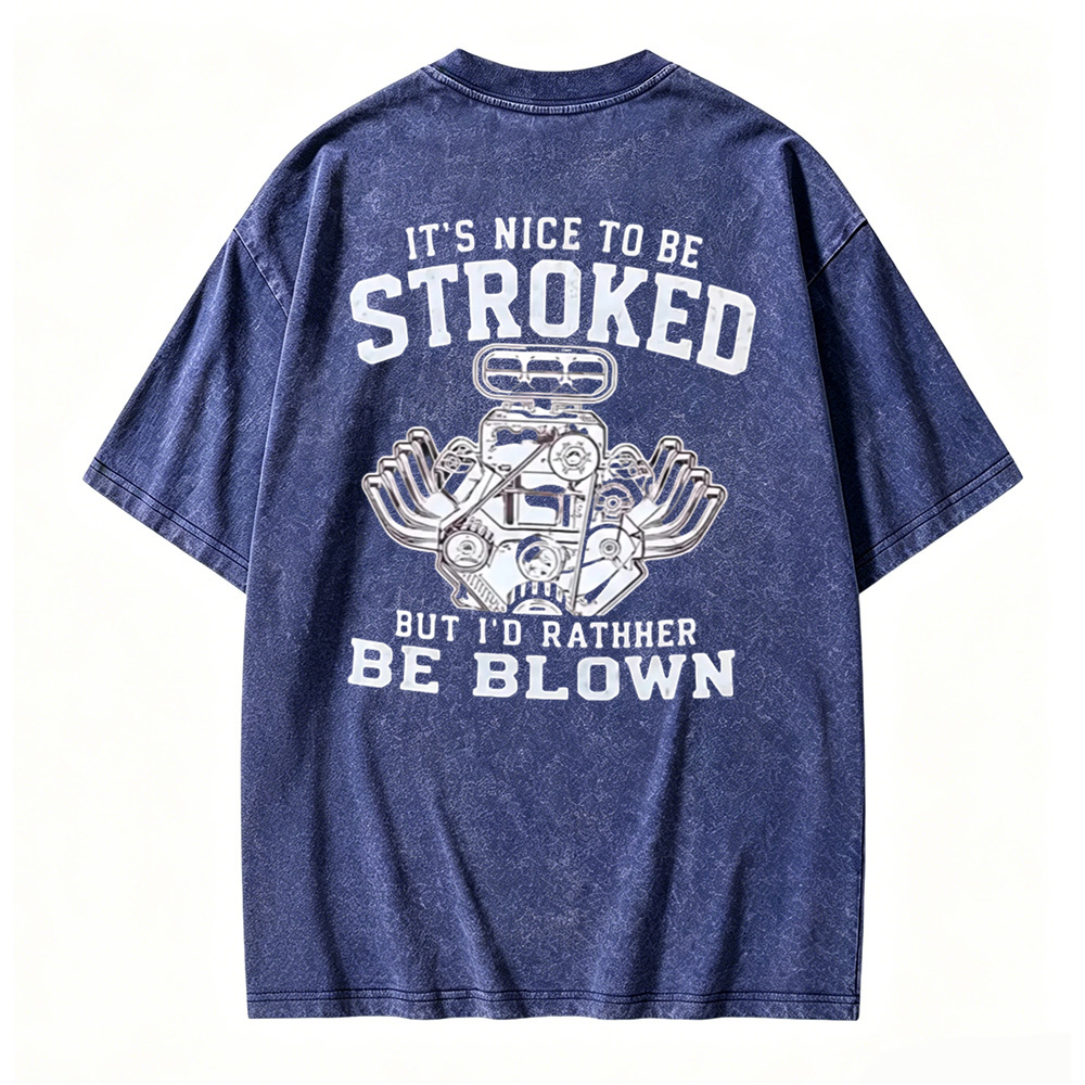 Funny Car Engine Stroker Blown Motor Graphic Washed T-shirt