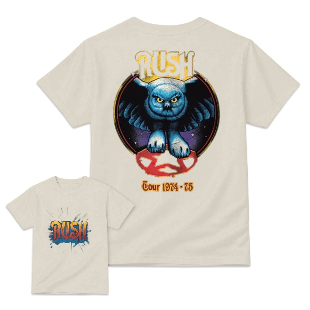 Classic Rock Tour 1974-75 Owl T-Shirt - Vintage Retro Double Sided Concert Graphic Tee
