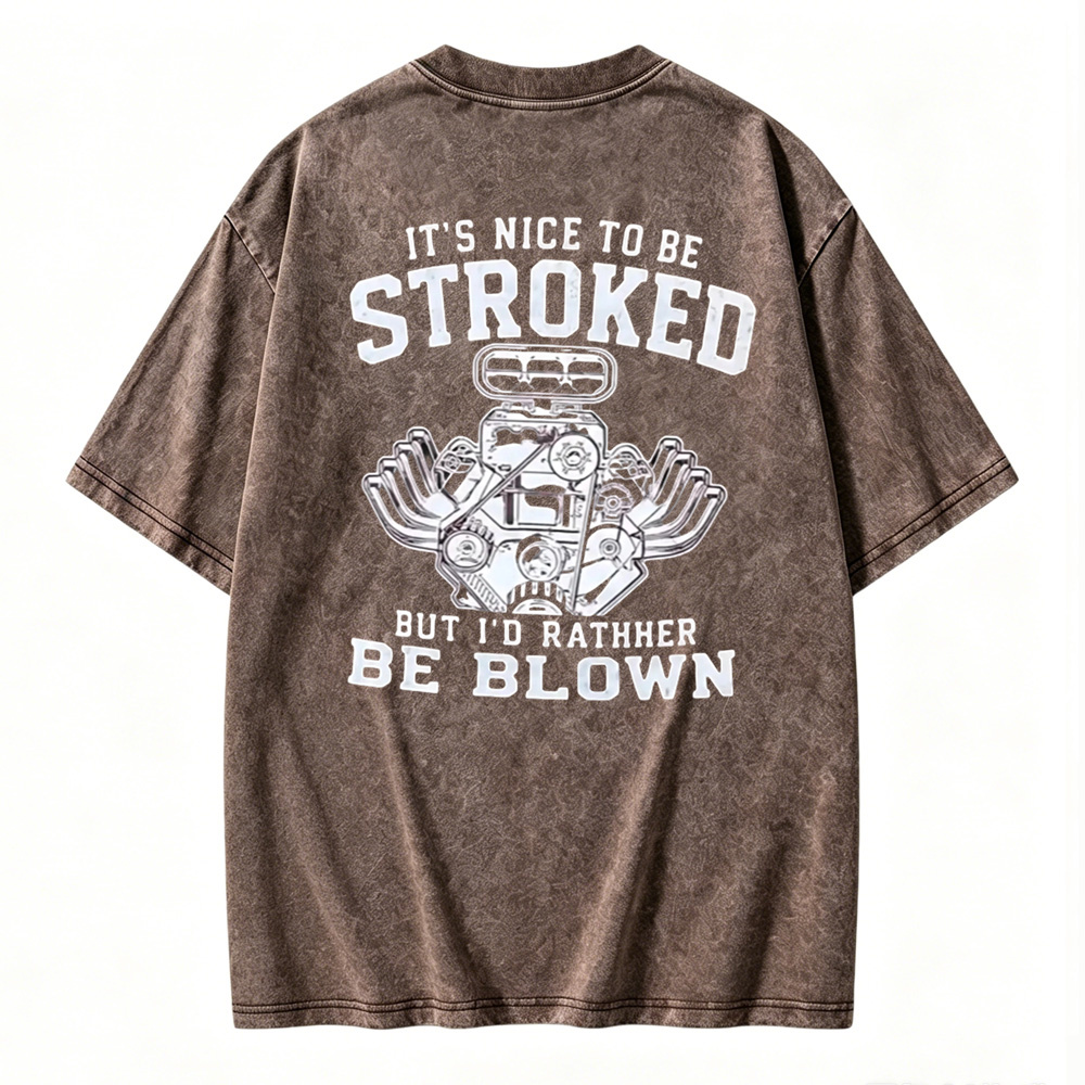 Funny Car Engine Stroker Blown Motor Graphic Washed T-shirt