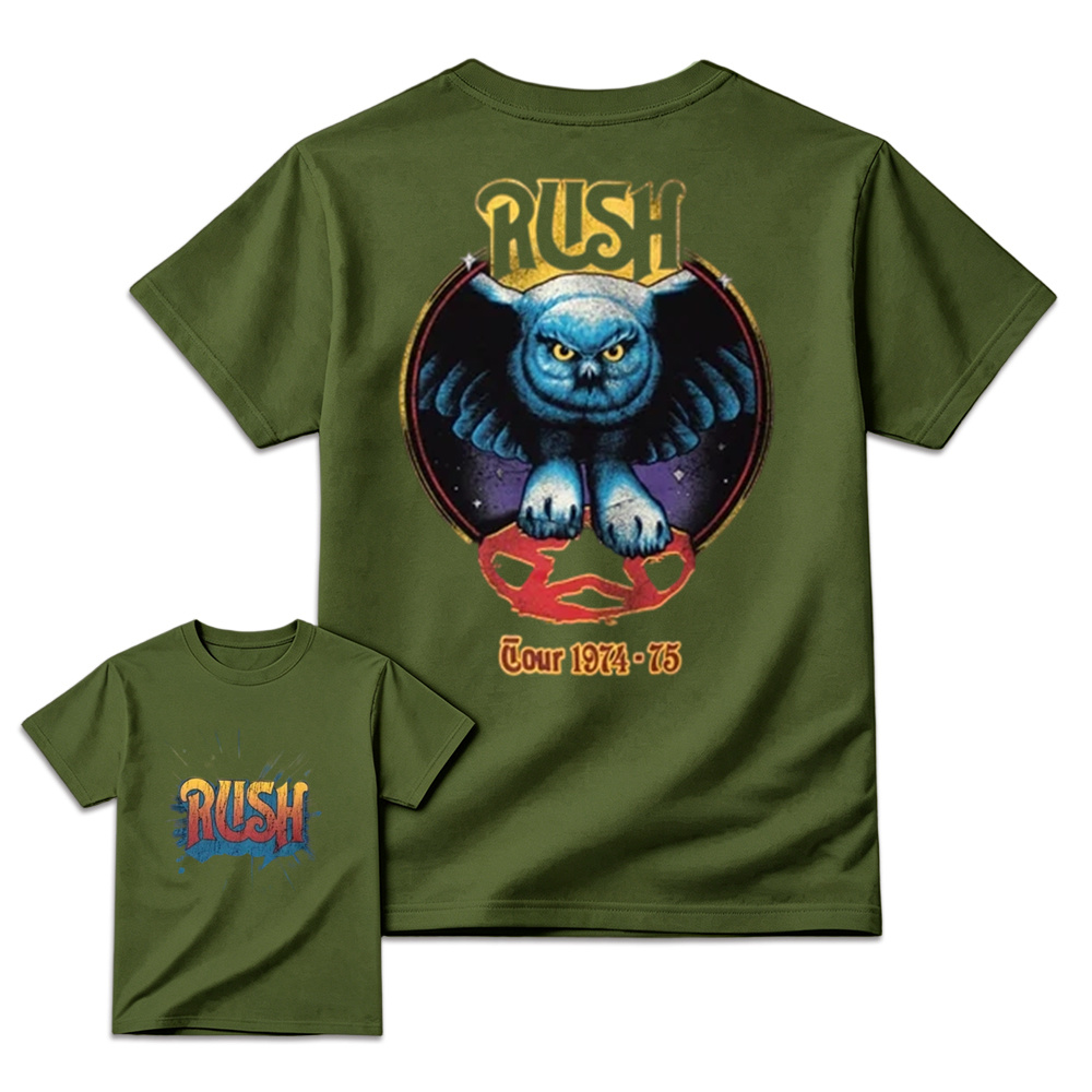 Classic Rock Tour 1974-75 Owl T-Shirt - Vintage Retro Double Sided Concert Graphic Tee