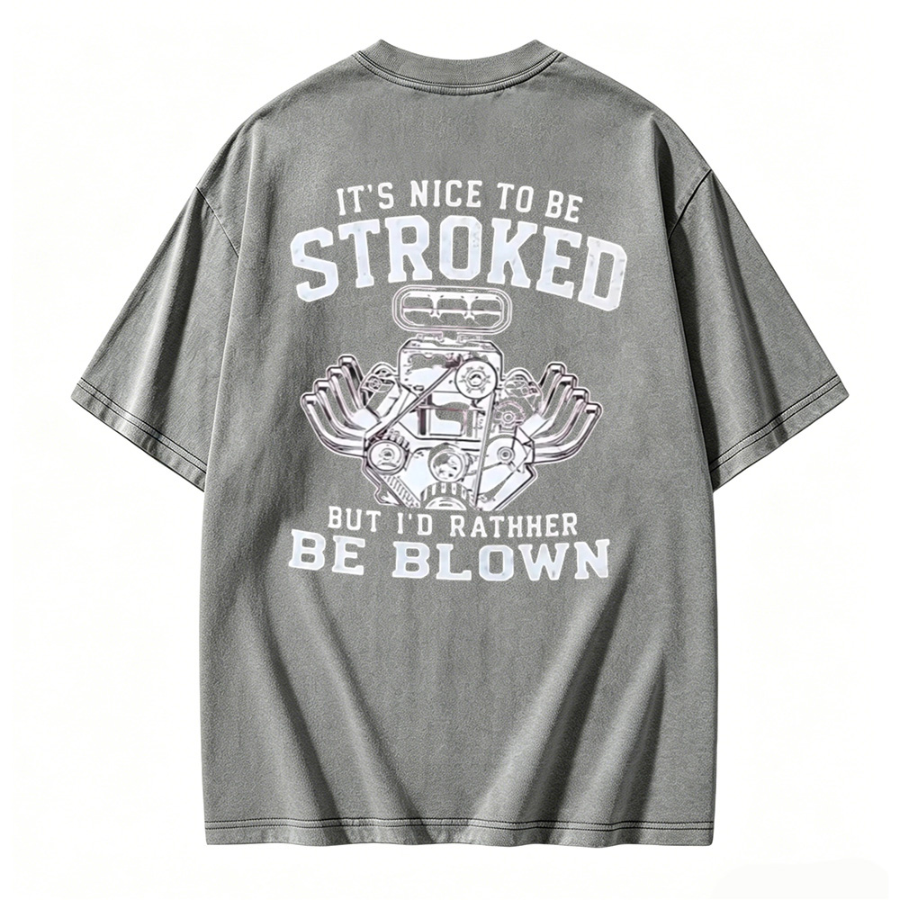 Funny Car Engine Stroker Blown Motor Graphic Washed T-shirt