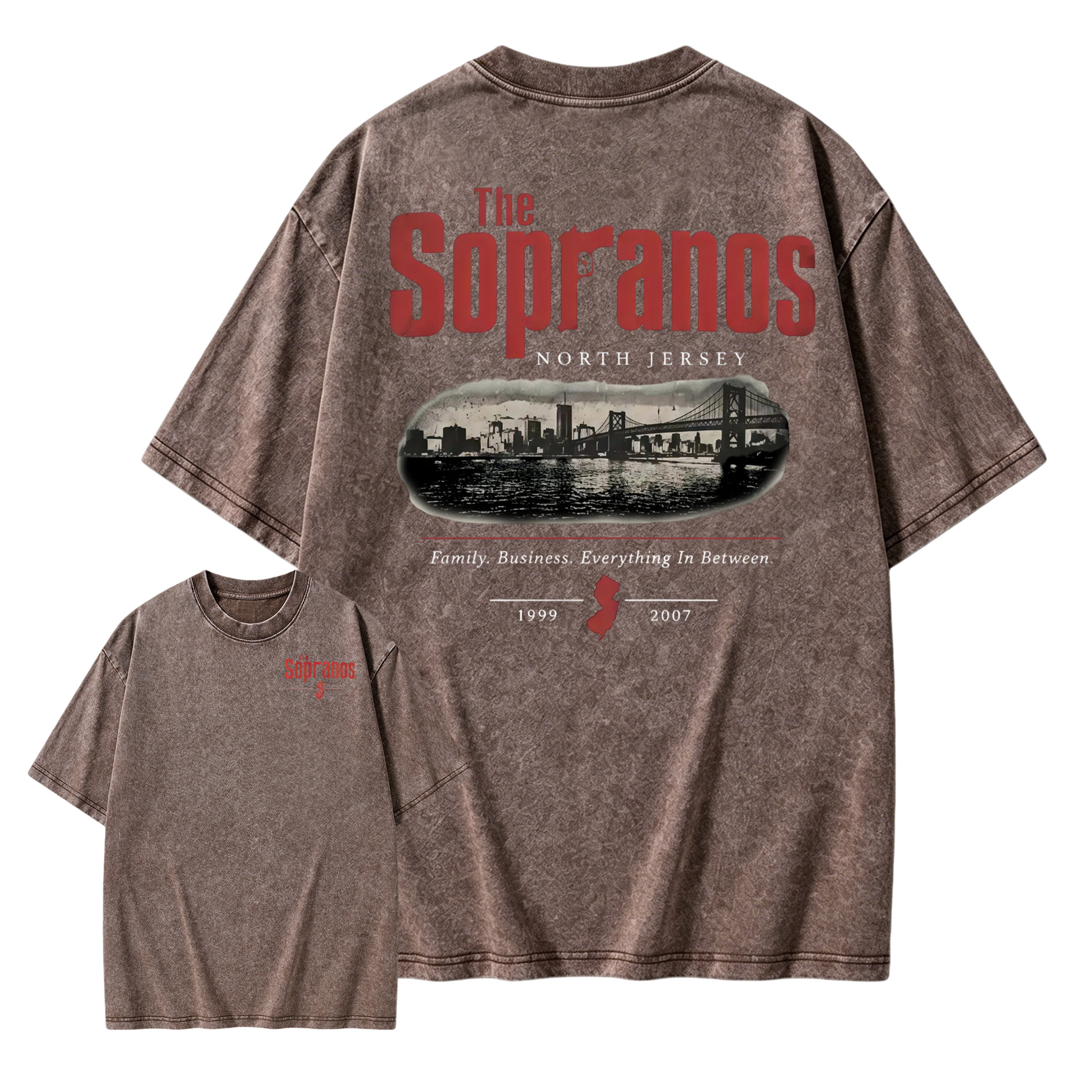 The Sopranos New Jersey Skyline Aesthetic Washed T-shirt 