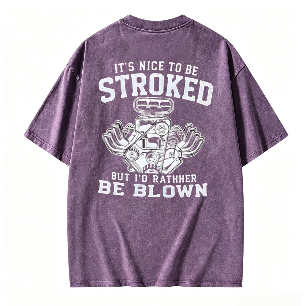 Funny Car Engine Stroker Blown Motor Graphic Washed T-shirt