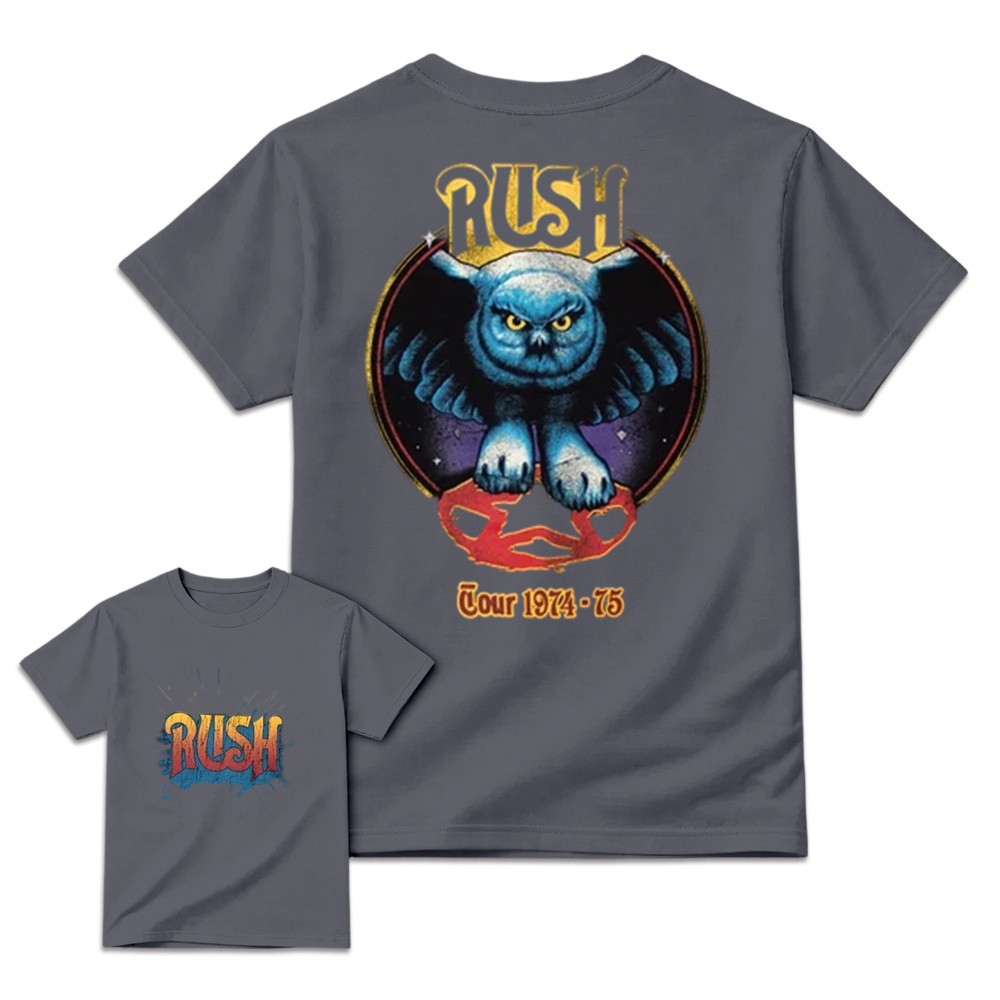 Classic Rock Tour 1974-75 Owl T-Shirt - Vintage Retro Double Sided Concert Graphic Tee