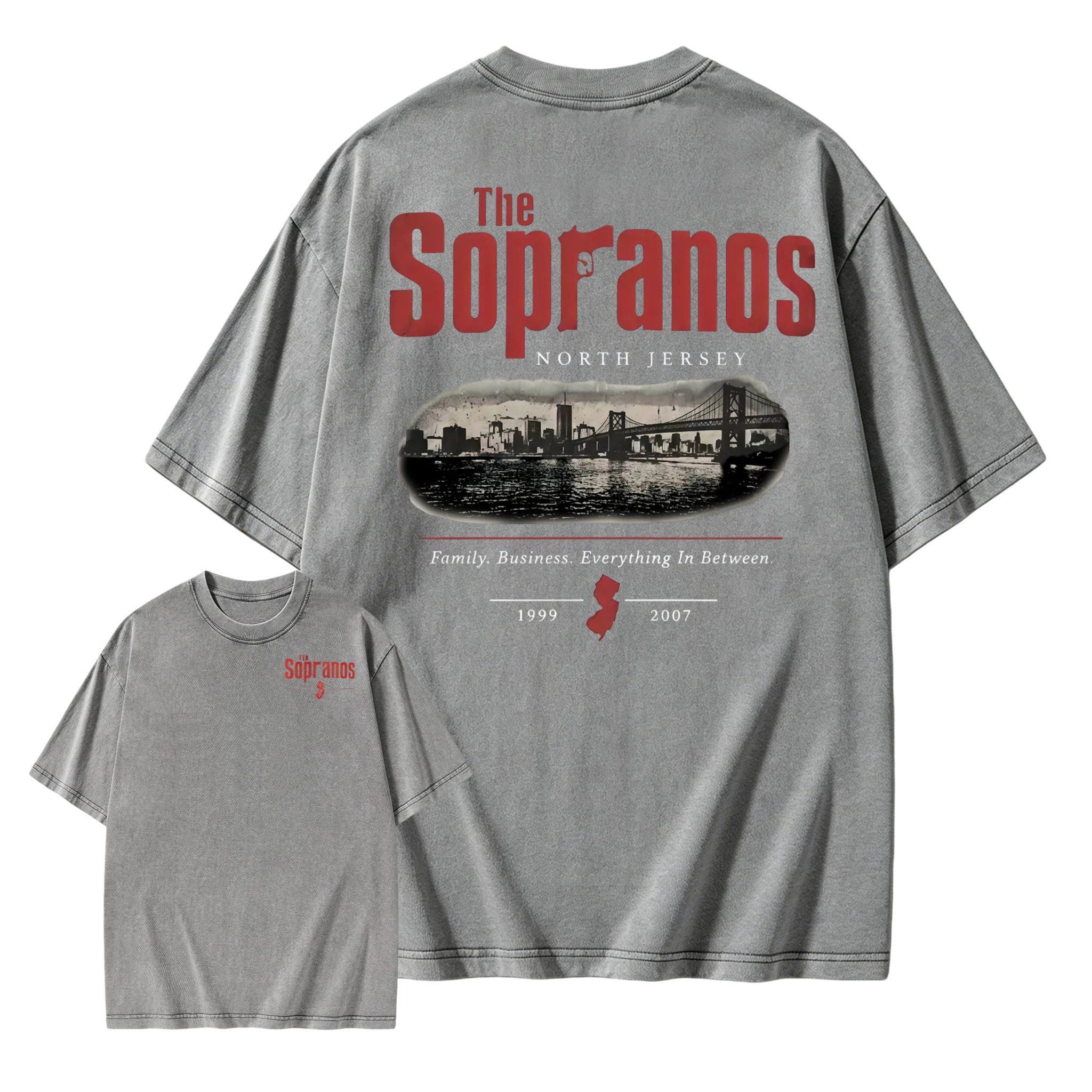 The Sopranos New Jersey Skyline Aesthetic Washed T-shirt 