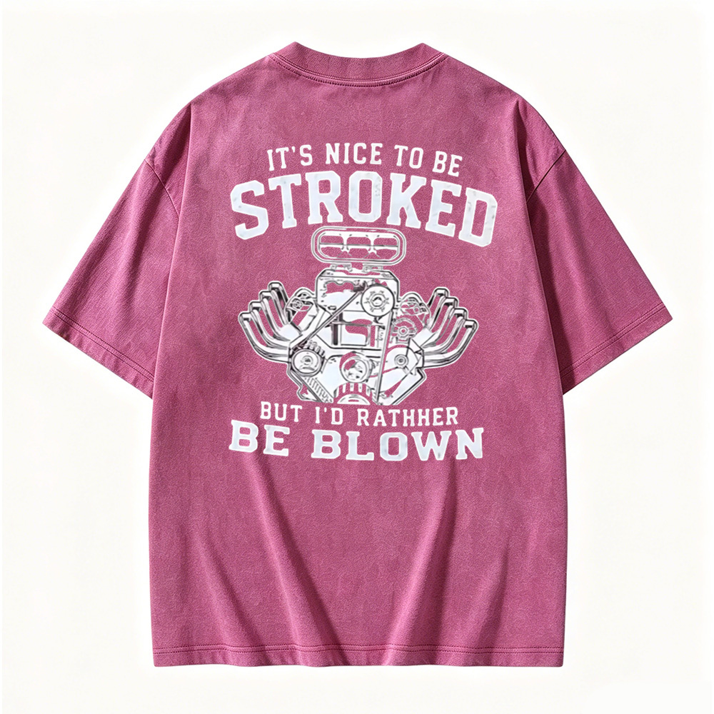 Funny Car Engine Stroker Blown Motor Graphic Washed T-shirt