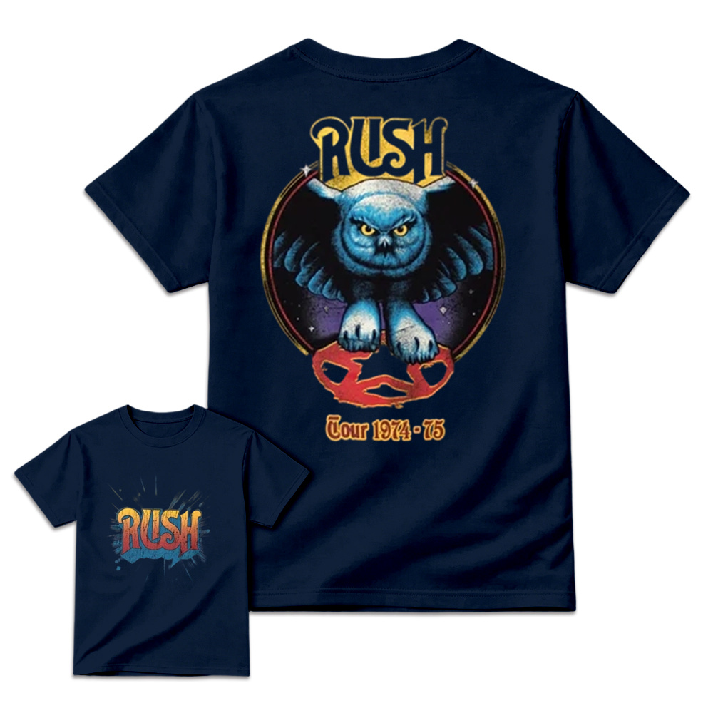 Classic Rock Tour 1974-75 Owl T-Shirt - Vintage Retro Double Sided Concert Graphic Tee
