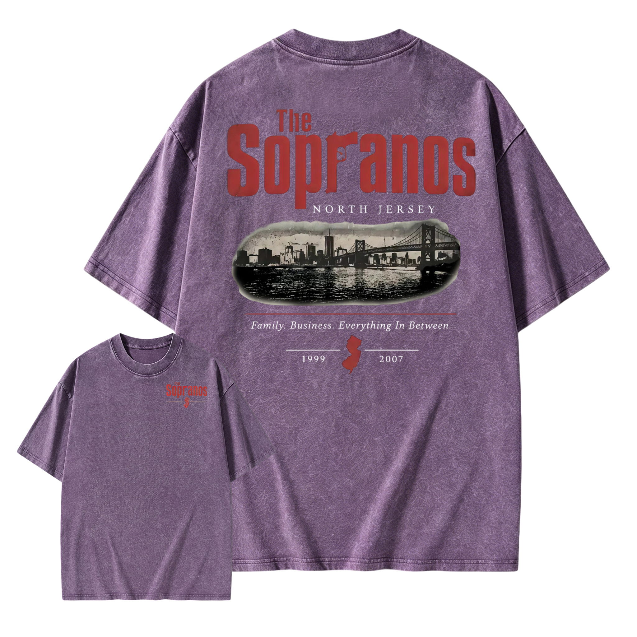 The Sopranos New Jersey Skyline Aesthetic Washed T-shirt 