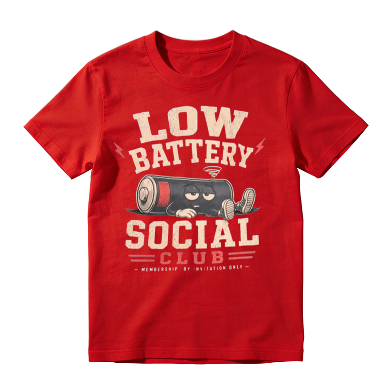 Low Battery Social Club Funny Graphic T-Shirt
