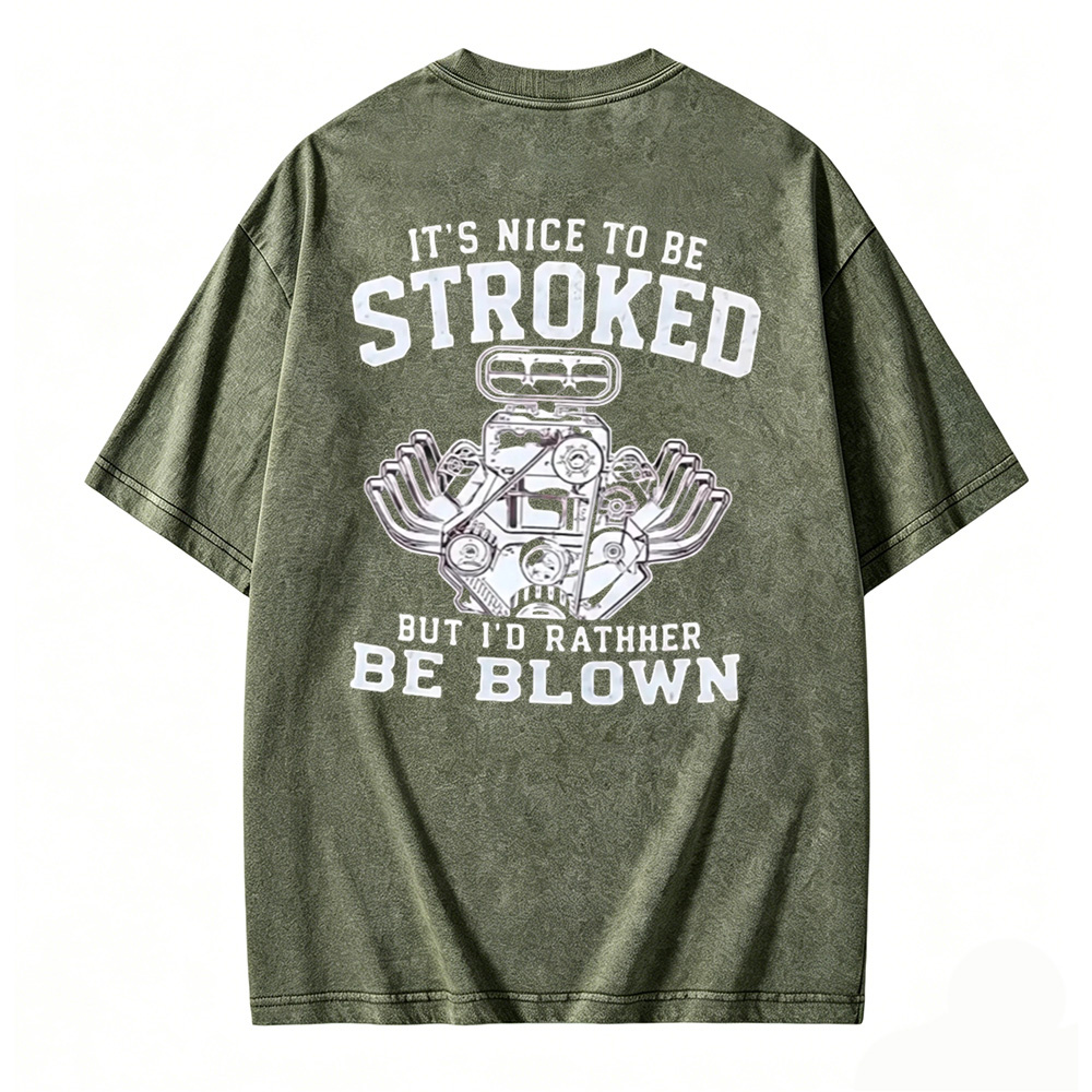 Funny Car Engine Stroker Blown Motor Graphic Washed T-shirt