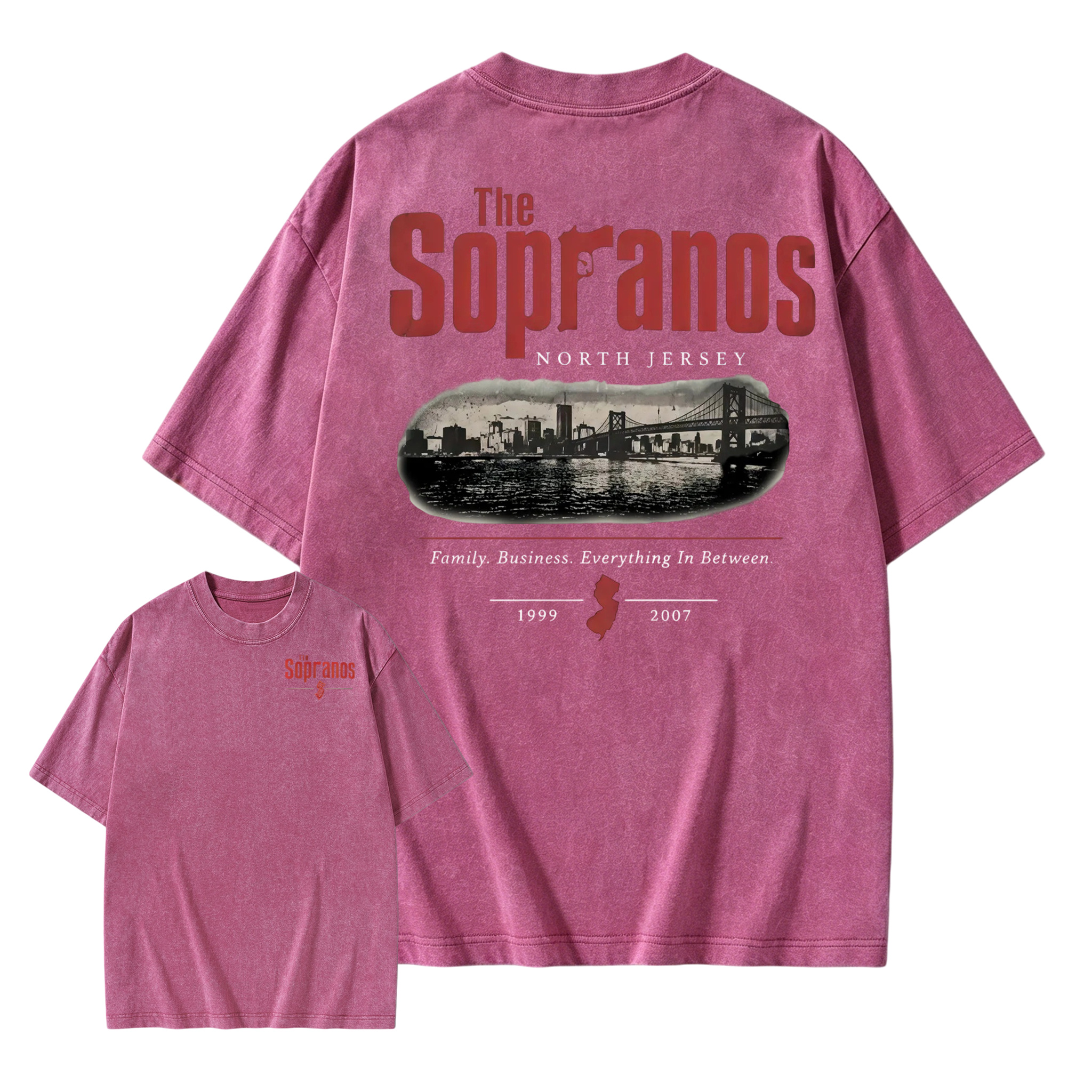 The Sopranos New Jersey Skyline Aesthetic Washed T-shirt 