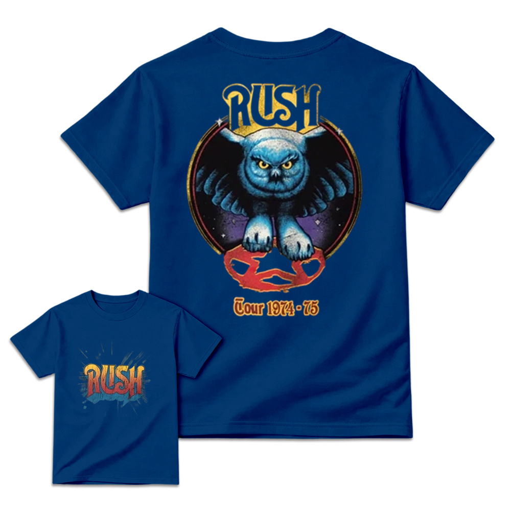 Classic Rock Tour 1974-75 Owl T-Shirt - Vintage Retro Double Sided Concert Graphic Tee