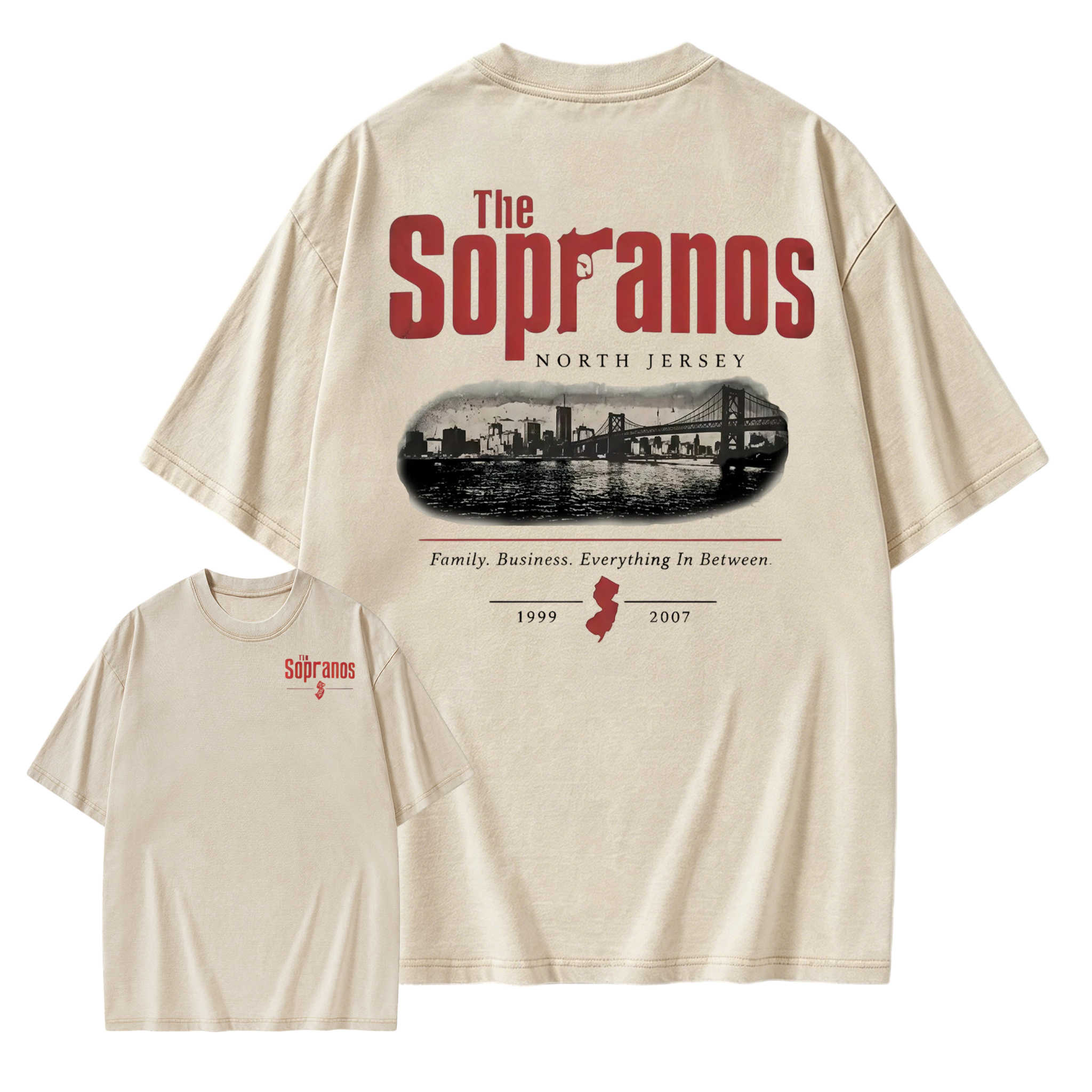 The Sopranos New Jersey Skyline Aesthetic Washed T-shirt 