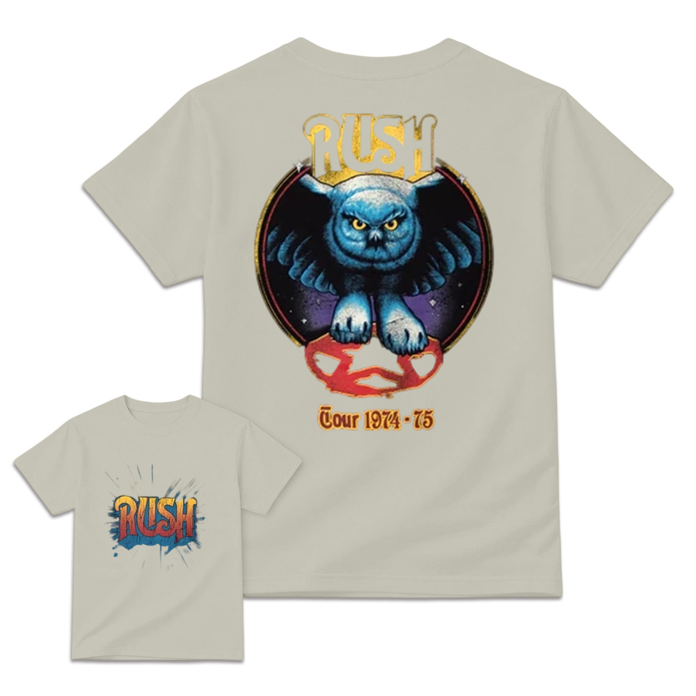 Classic Rock Tour 1974-75 Owl T-Shirt - Vintage Retro Double Sided Concert Graphic Tee