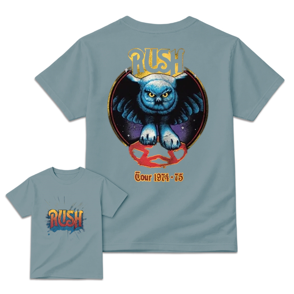 Classic Rock Tour 1974-75 Owl T-Shirt - Vintage Retro Double Sided Concert Graphic Tee