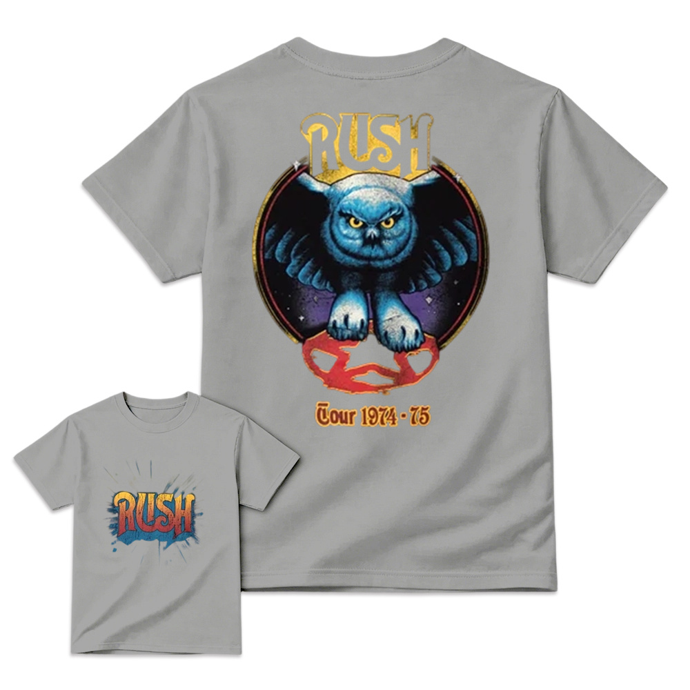 Classic Rock Tour 1974-75 Owl T-Shirt - Vintage Retro Double Sided Concert Graphic Tee