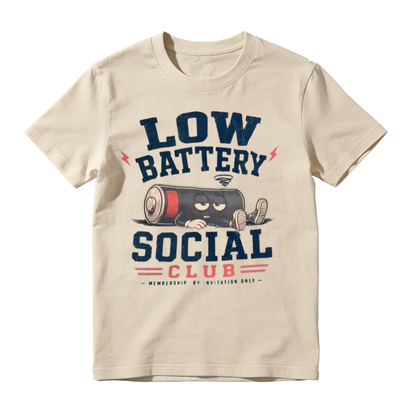 Low Battery Social Club Funny Graphic T-Shirt
