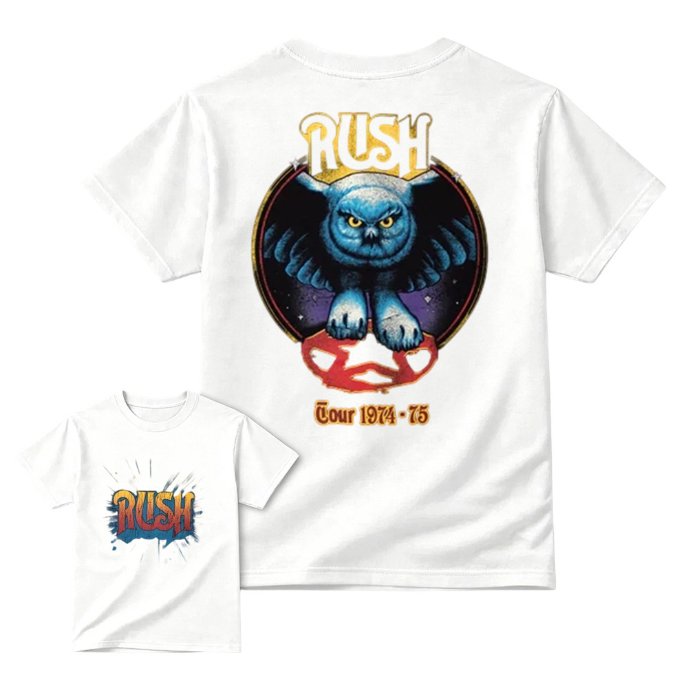 Classic Rock Tour 1974-75 Owl T-Shirt - Vintage Retro Double Sided Concert Graphic Tee