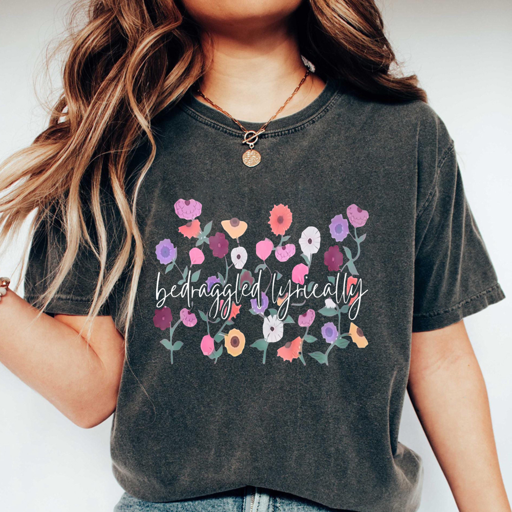 Colorful Wildflower Garden Floral Bouquet Print Unisex Washed T-shirt