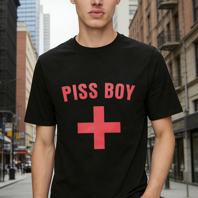 Piss Boy Red Cross Graphic T-shirt
