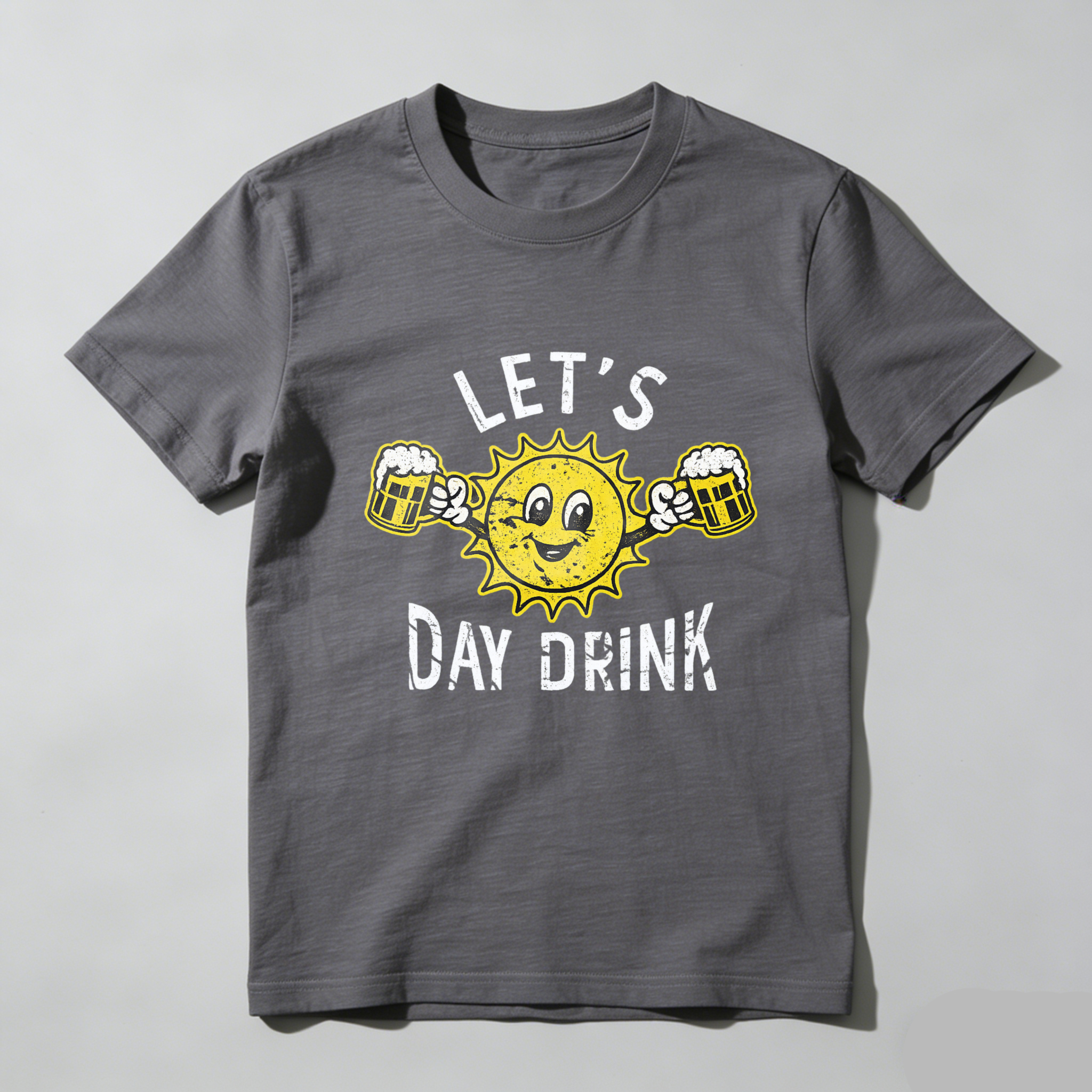 Mens Lets Day Drink T Shirt Funny Drunken Sunny Booze Drinking Tee for Guys Mens Funny T Shirts Cool Vintage Fashion T-Shirt Gift Classic Menswear