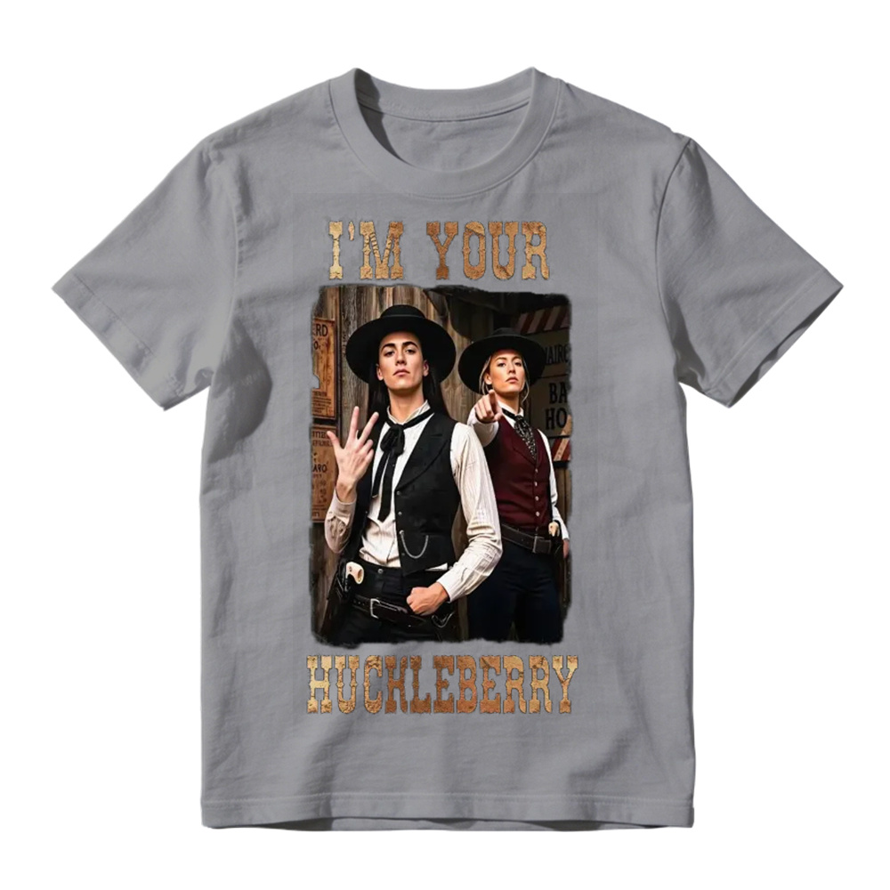Retro Western Vibes "I'm Your Huckleberry" Graphic Basketball Shirt