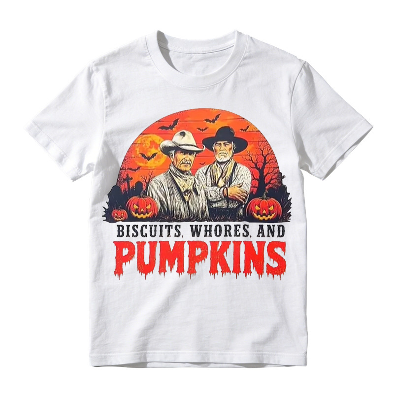 Lonesome Dove Halloween Shirt Biscuits Whores and Pumpkins Graphic Tee Funny Western Cowboy T-Shirt