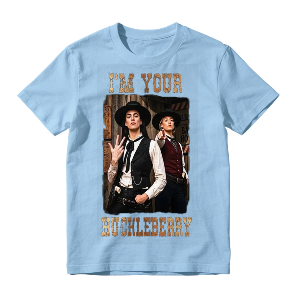 Retro Western Vibes "I'm Your Huckleberry" Graphic Basketball Shirt