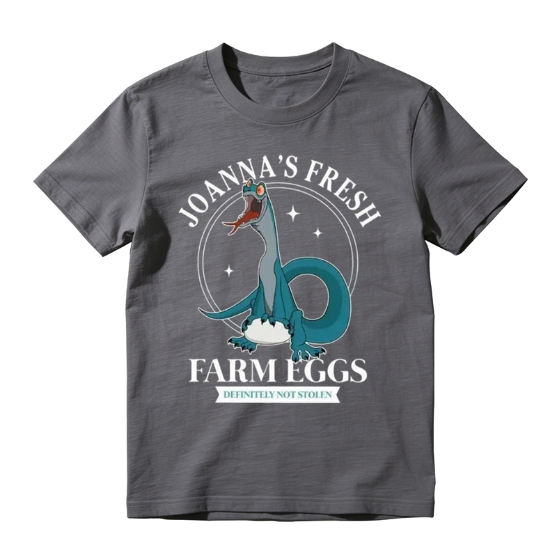 Joanna's Fresh Farm Eggs Dragon Funny Graphic T-Shirt